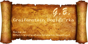 Greifenstein Boglárka névjegykártya