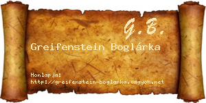 Greifenstein Boglárka névjegykártya